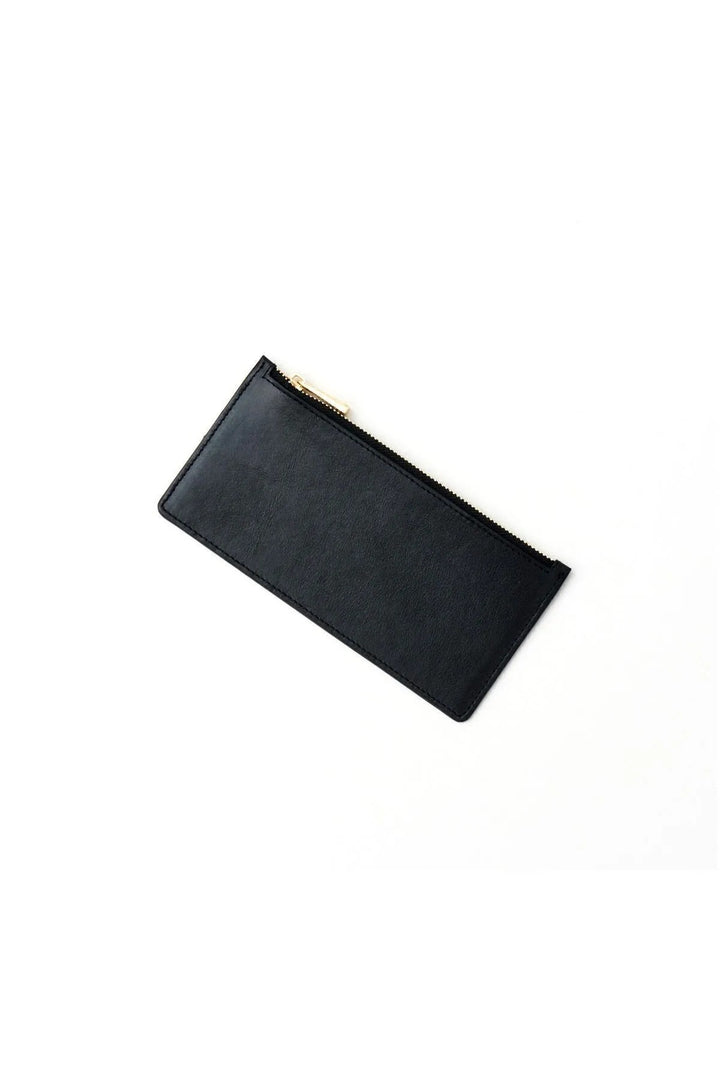 helmbrook Porte-cartes multi-baie noir zippé RFID en cuir pour femme Ashley