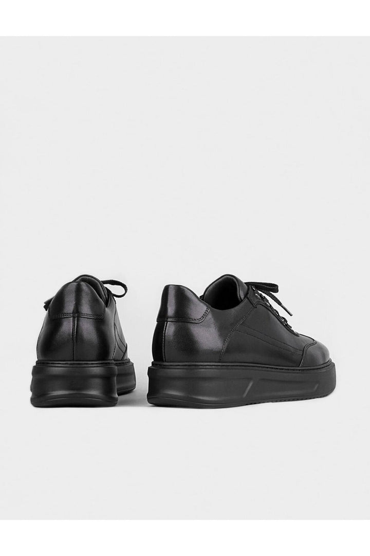 Cabani Shoes Chaussures de sport pour hommes en cuir véritable noir à lacets avec doublure en cuir. - Noir