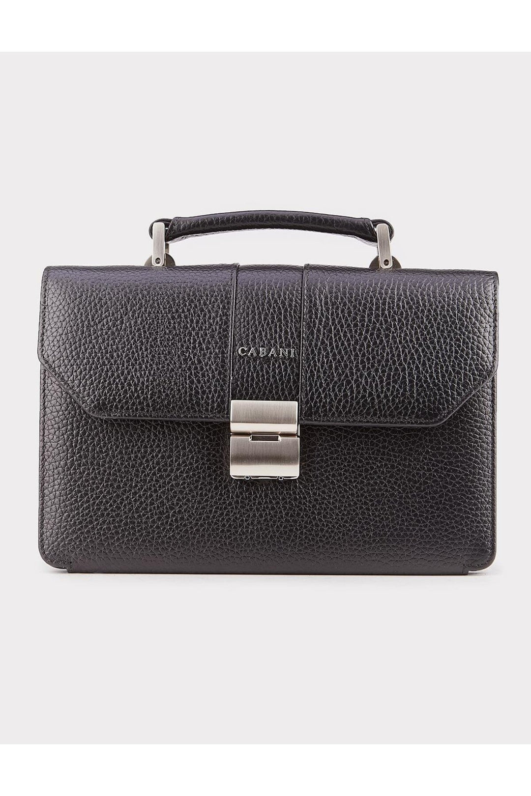 Cabani Shoes Sac en cuir véritable noir pour homme avec fermeture à pression. - Noir