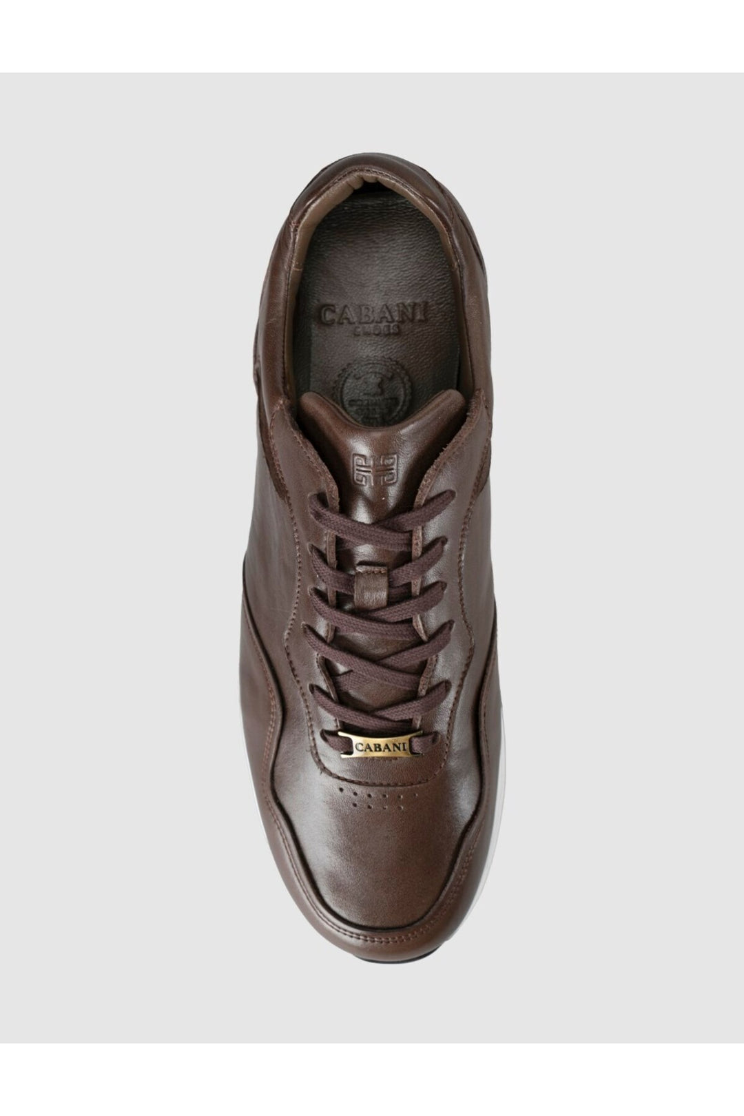 Cabani Shoes Baskets décontractées pour hommes en cuir véritable marron - Marron