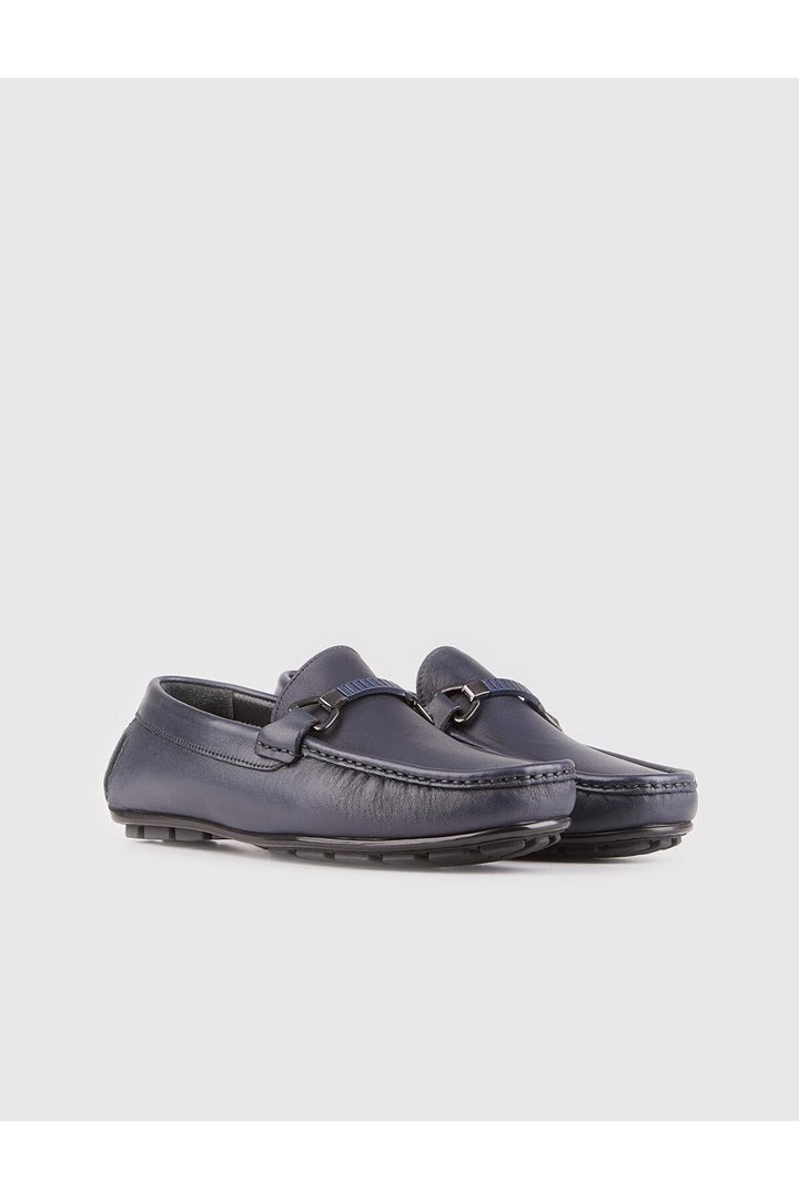 Cabani Shoes Chaussures Loafer pour homme en cuir véritable, design spécial, bleu marine. - Bleu marine