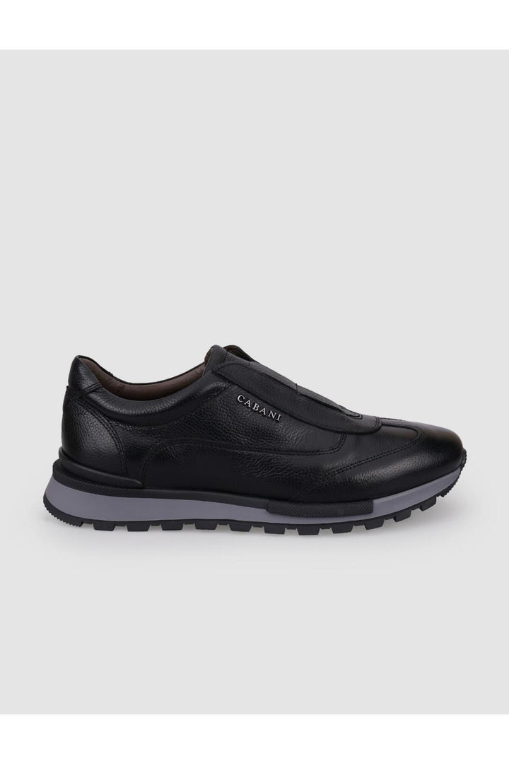 Cabani Shoes Chaussures de sport pour hommes en cuir véritable noir - Noir
