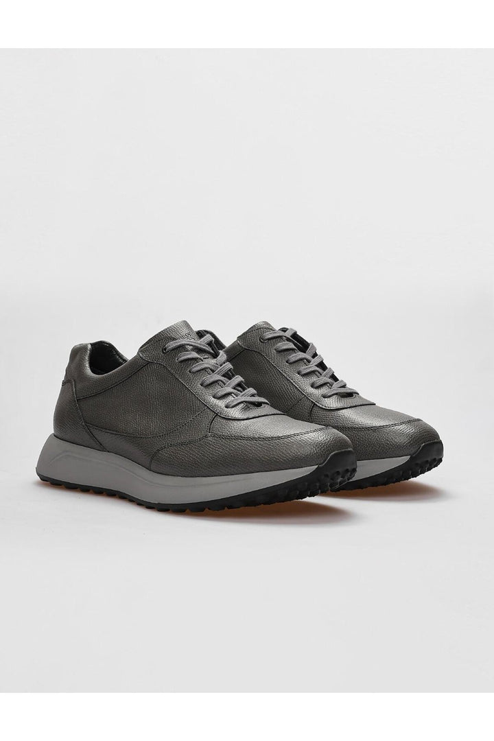 Cabani Shoes Chaussures de sport pour hommes en cuir véritable gris à lacets. - Gris