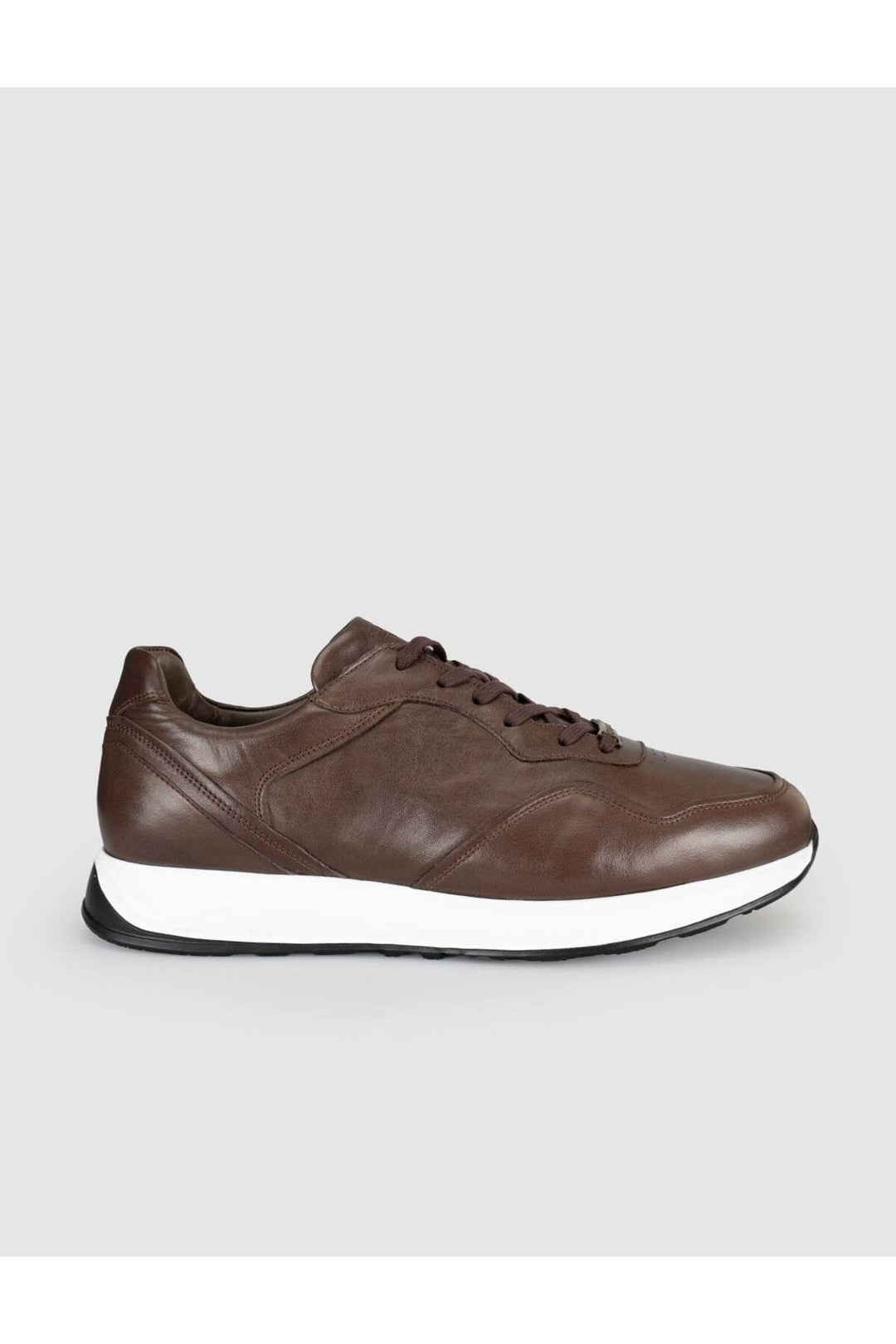 Cabani Shoes Baskets décontractées pour hommes en cuir véritable marron - Marron