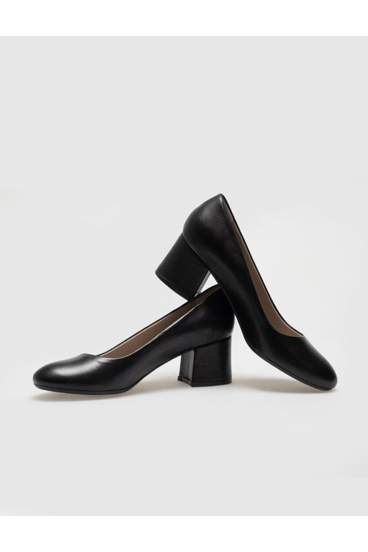 Cabani Shoes Chaussures à talons épais en cuir véritable marron pour femmes - Noir
