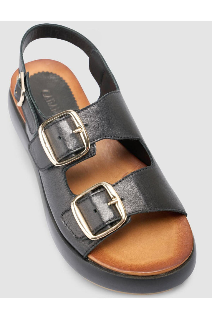 Cabani Shoes %100 Cuir véritable Sandales noires pour femmes - Multicolore