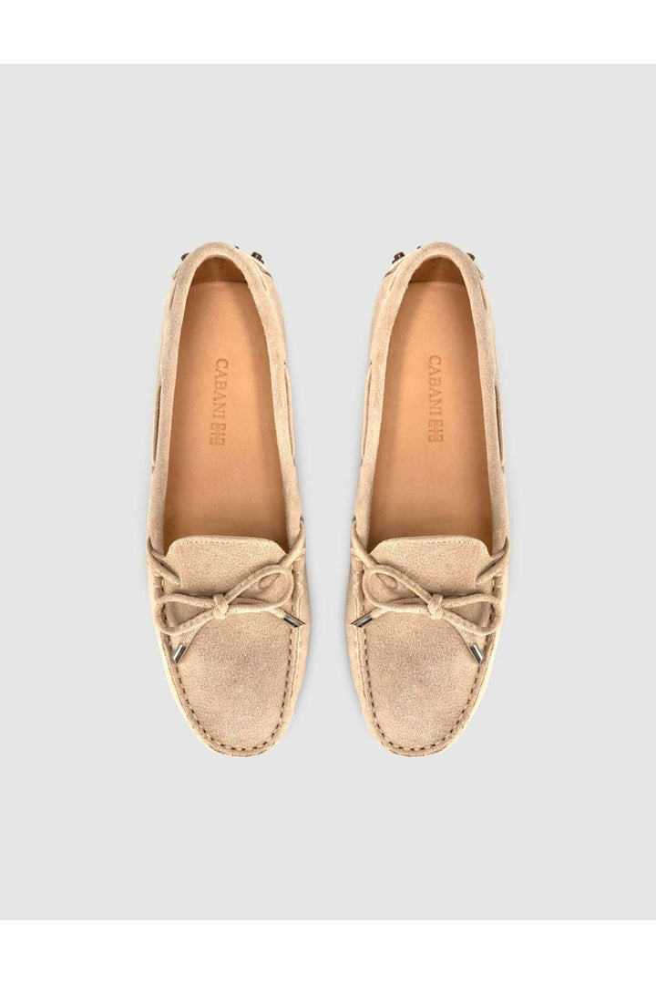 Cabani Shoes Chaussures pour femmes en cuir véritable beige à lacets mocassins - Multicolore