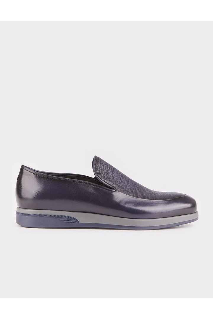Cabani Shoes Chaussures classiques pour hommes en cuir véritable, design spécial, bleu marine. - Multicolore