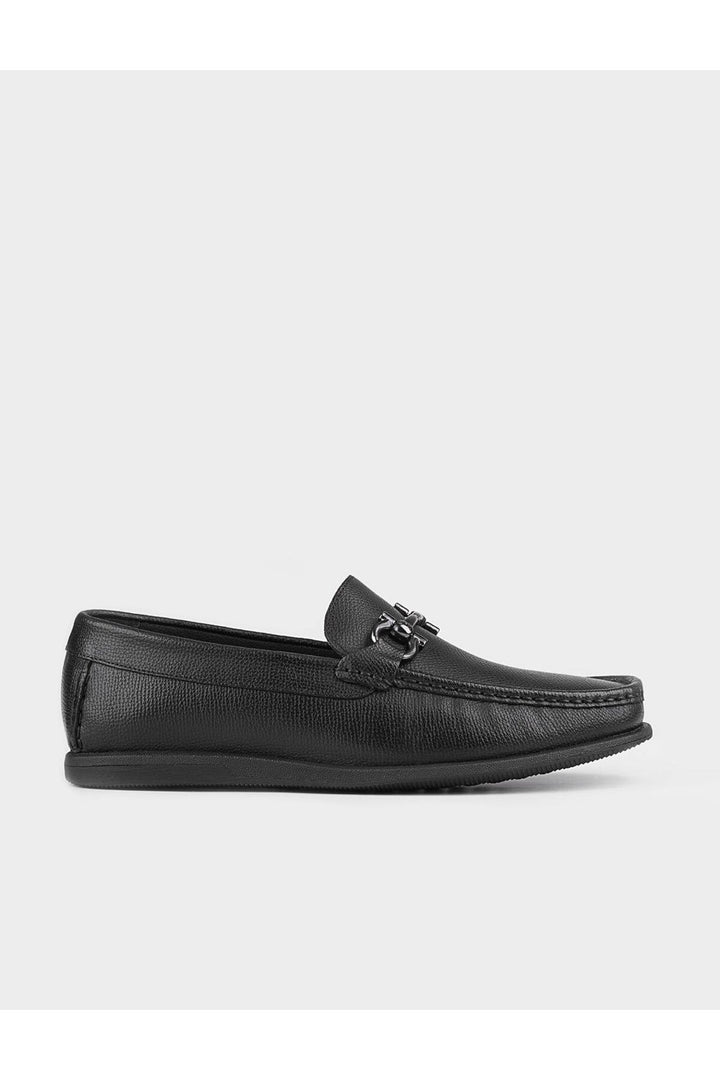 Cabani Shoes Chaussures de ville pour hommes en cuir véritable avec accessoire de boucle noire. - Noir
