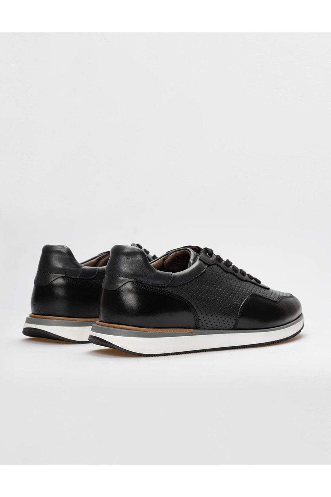 Cabani Shoes Chaussures de sport pour hommes en cuir véritable noires à lacets - Noir