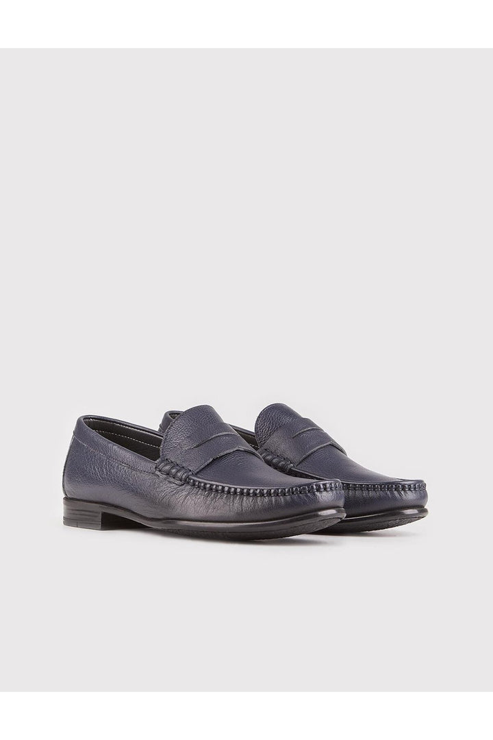 Cabani Shoes Chaussures Loafer pour homme en cuir véritable avec semelle en caoutchouc Bleu marine - Bleu marine