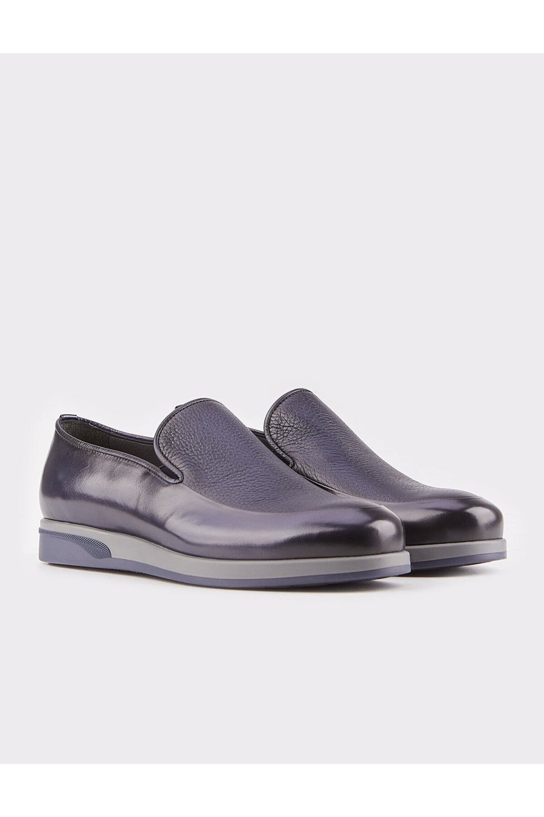 Cabani Shoes Chaussures classiques pour hommes en cuir véritable, design spécial, bleu marine. - Multicolore