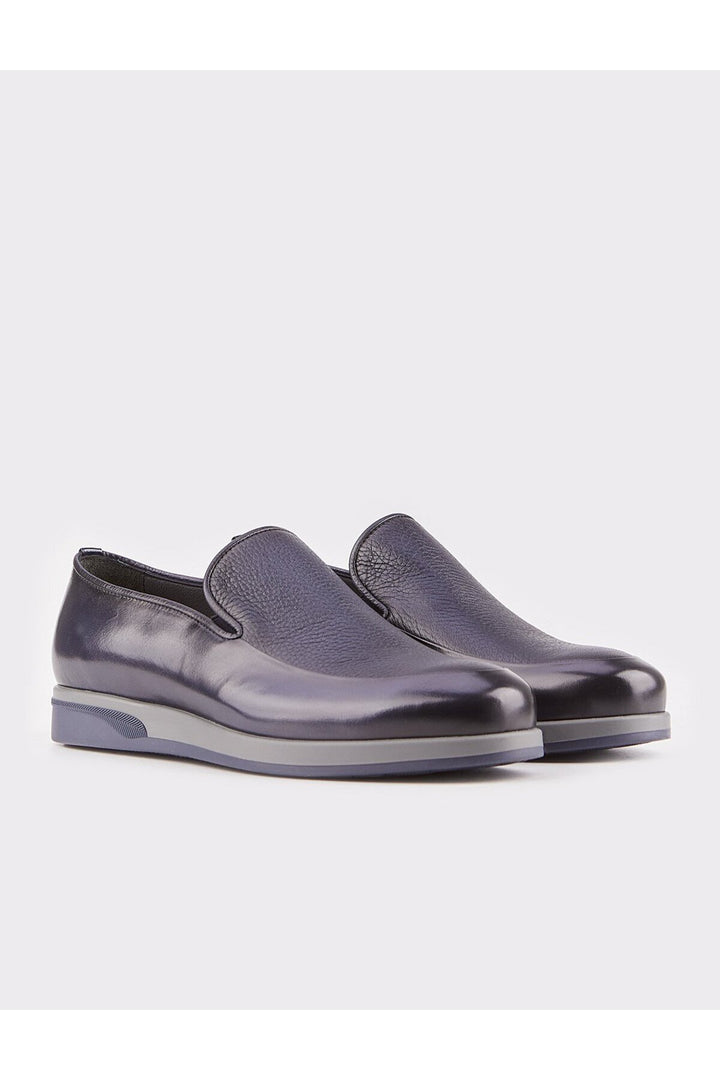 Cabani Shoes Chaussures classiques pour hommes en cuir véritable, design spécial, bleu marine. - Multicolore
