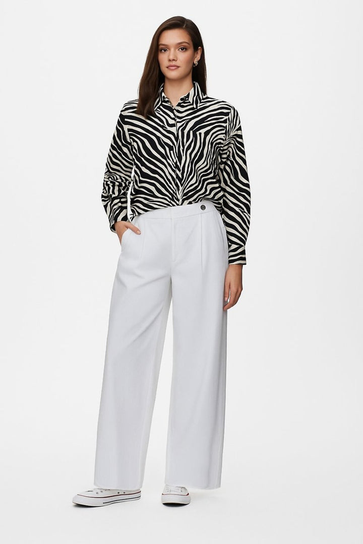LTB Pantalon basique blanc jambes larges