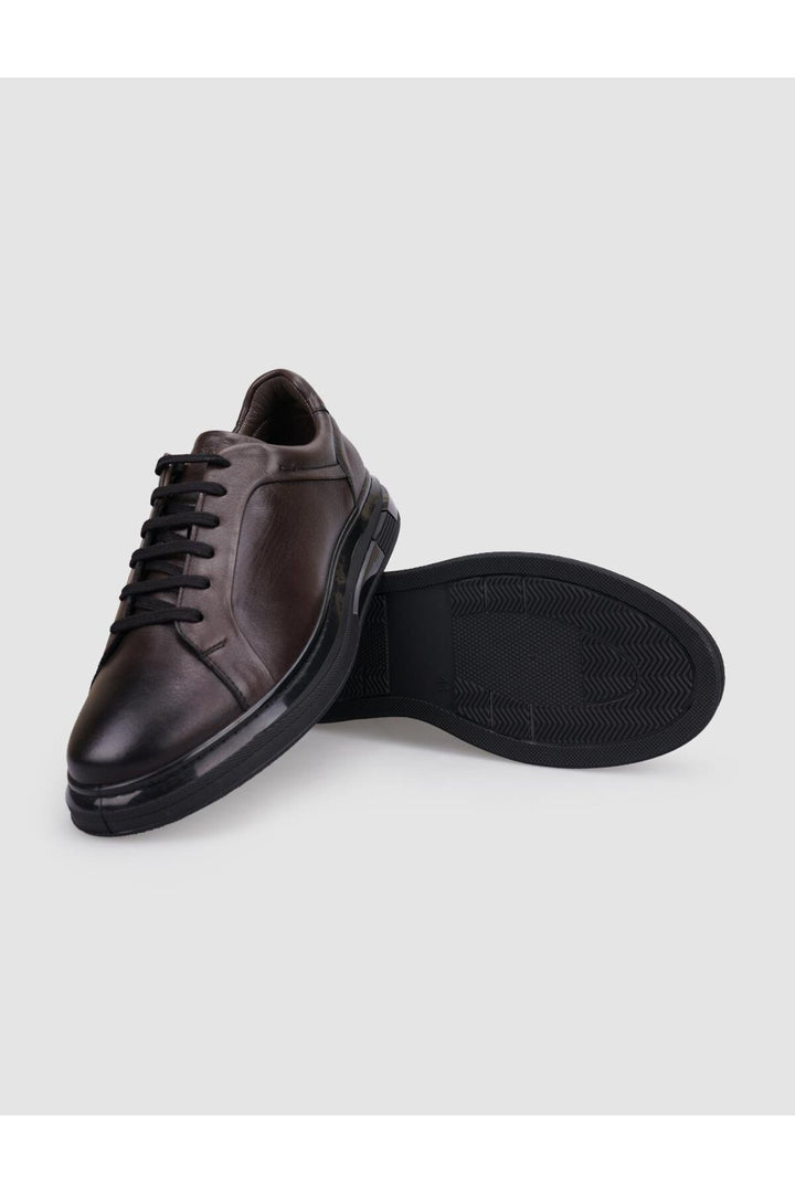 Cabani Shoes %100 Cuir Véritable Chaussures de Sport pour Hommes à Lacets Marron - Marron