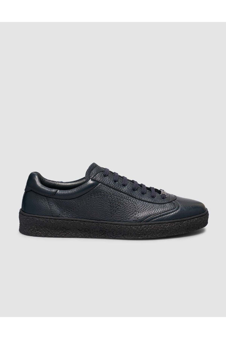 Cabani Shoes Chaussures de sport pour hommes en cuir véritable bleu marine à lacets avec semelle en caoutchouc. - Bleu marine