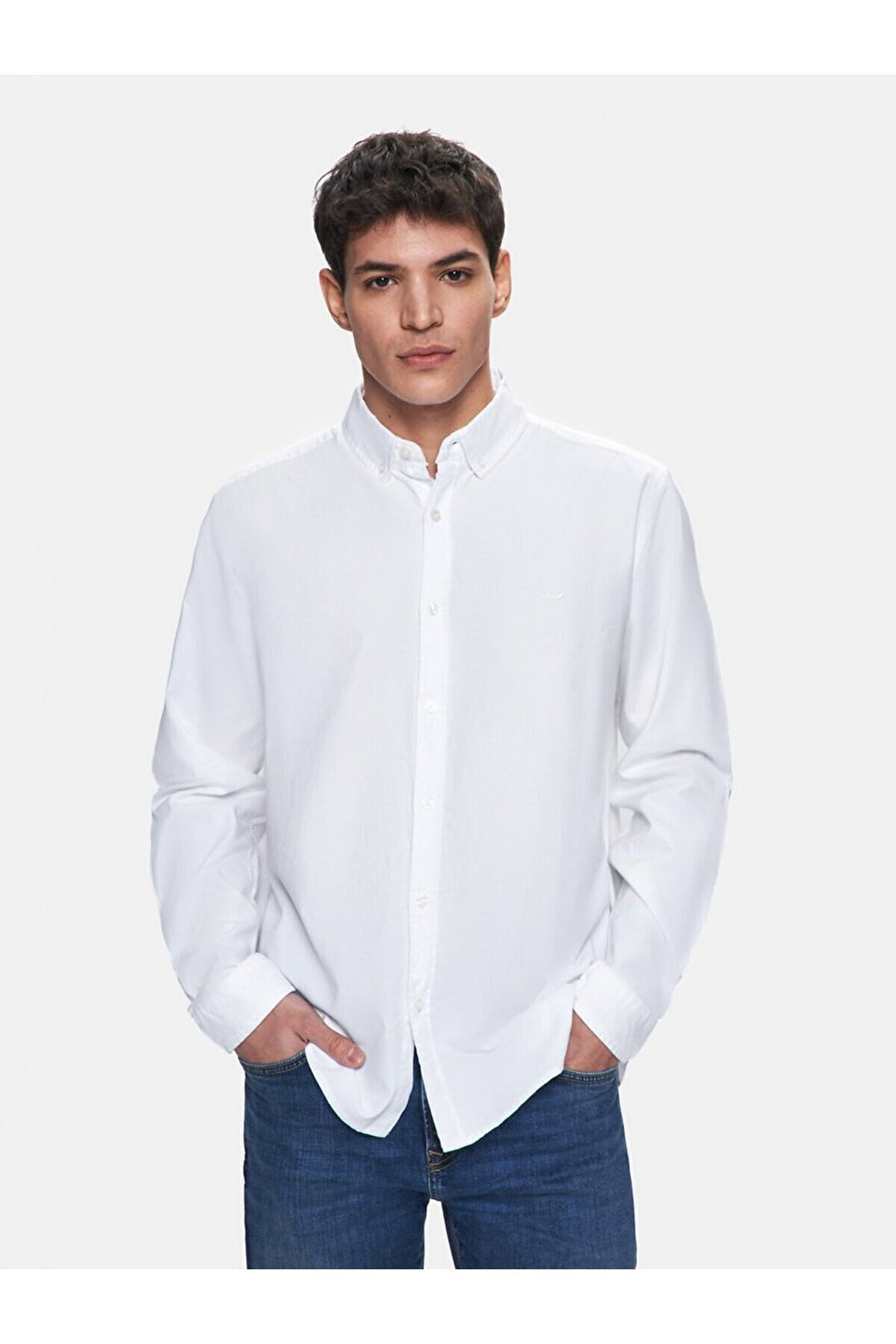 LTB Chemise Oxford blanche à manches longues Basıc