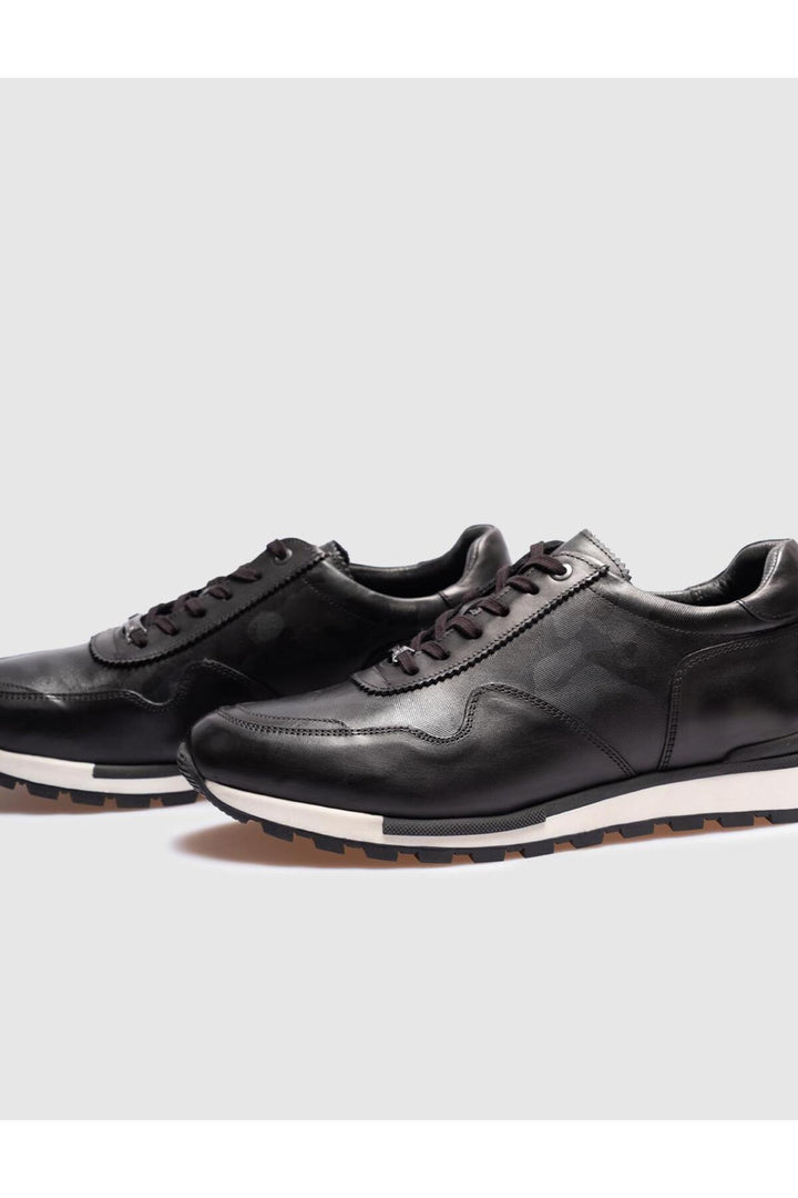 Cabani Shoes Chaussures de sport pour hommes en cuir véritable kaki à lacets - Multicolore