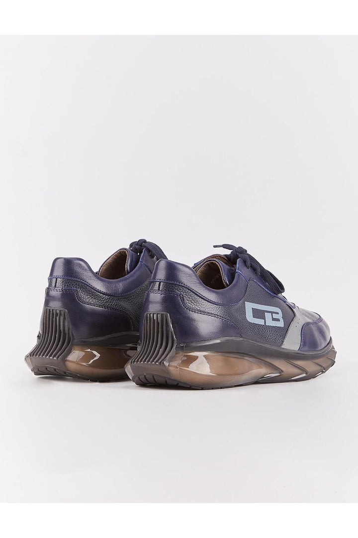 Cabani Shoes Light Eva Semelle Cuir Véritable Bleu marine Chaussures de Sport Homme à Lacets - Bleu marine