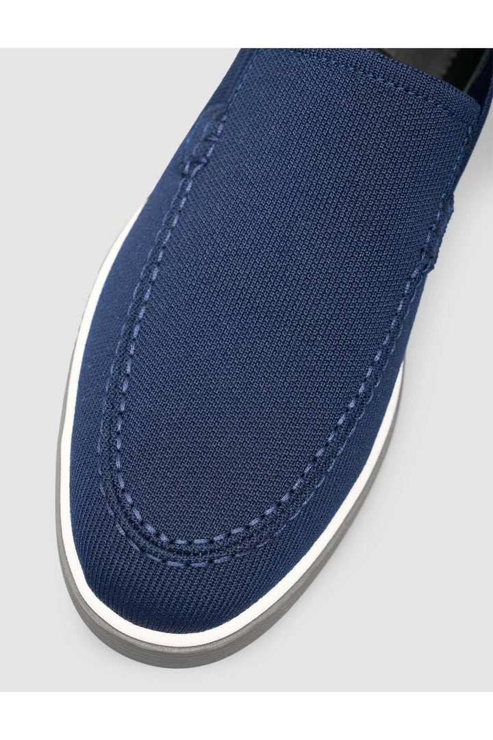 Cabani Shoes Chaussures en tricot pour hommes en bleu marine à tissage en osier. - Bleu marine
