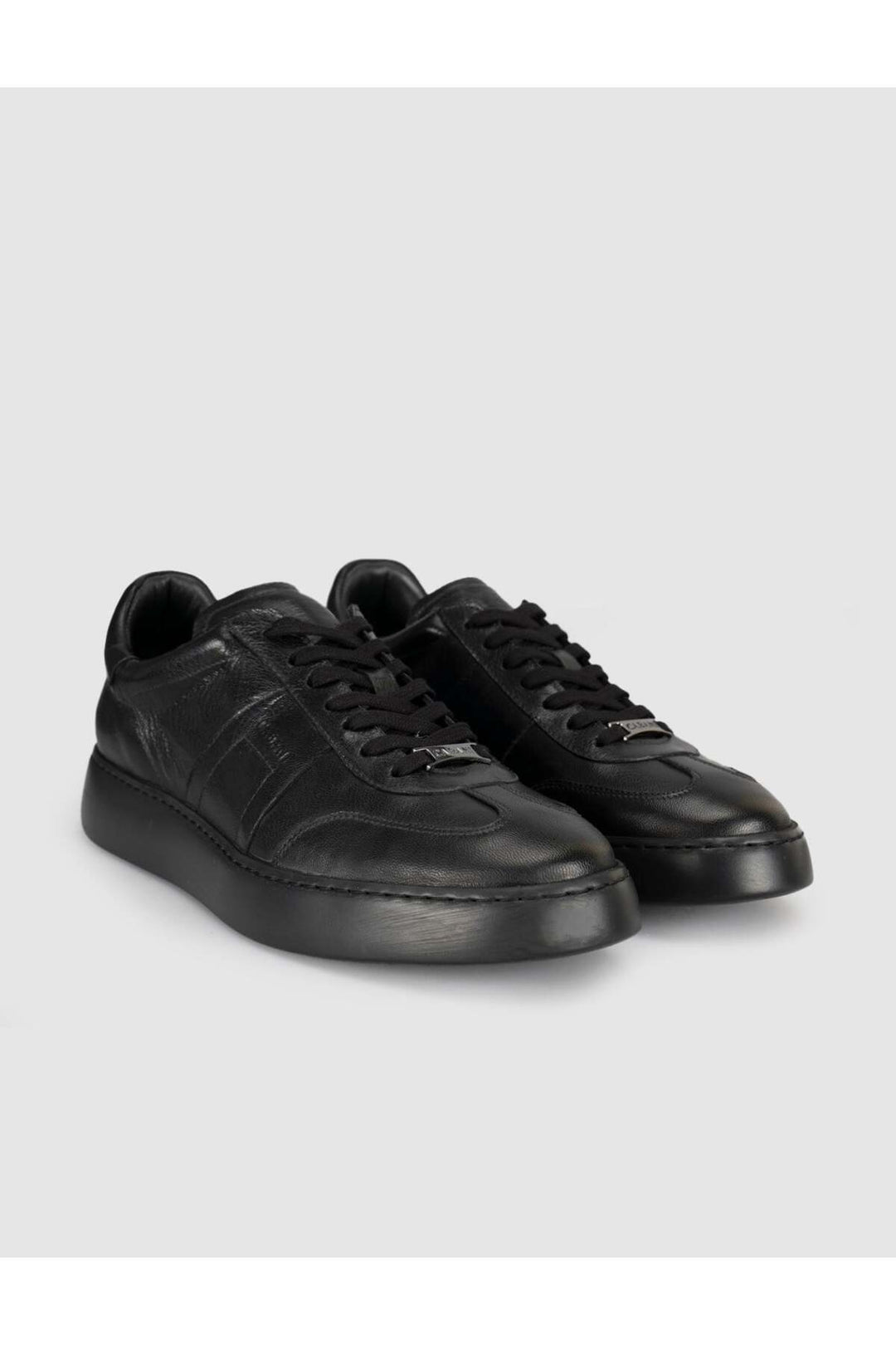 Cabani Shoes Baskets pour hommes en cuir véritable noir - Multicolore