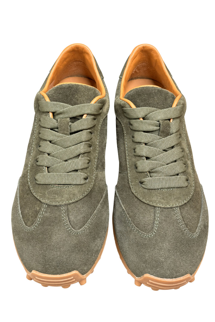 Wavelys VERONA Haki Véritable Cuir Suédé Doublé en Fourrure Chaud Flexible Semelle en Caoutchouc Doux Confortable Baskets Femme - Kaki