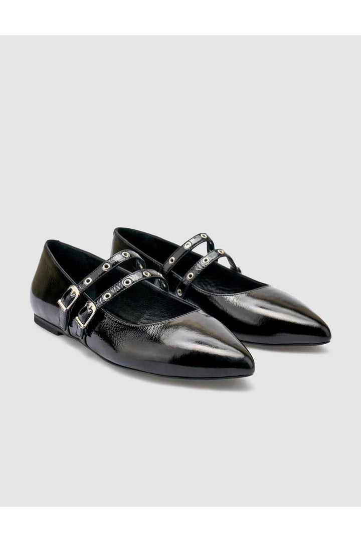 Cabani Shoes Ballerines femme en cuir véritable noir verni 100% - Multicolore