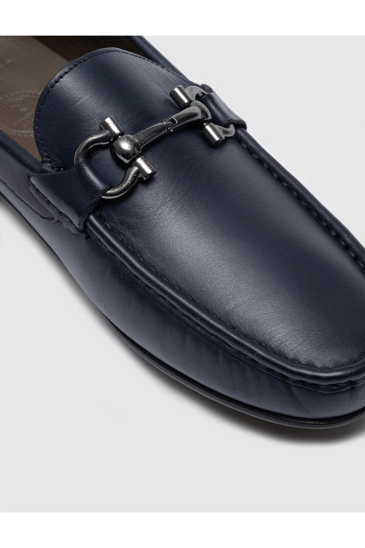 Cabani Shoes Chaussures Loafer pour Homme en Cuir Véritable Bleu marine avec Boucle - Bleu marine