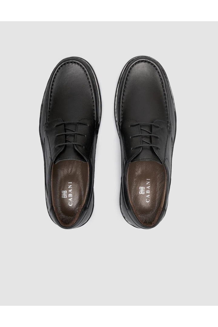 Cabani Shoes Chaussures de ville pour hommes en cuir véritable noir à lacets 100% - Multicolore