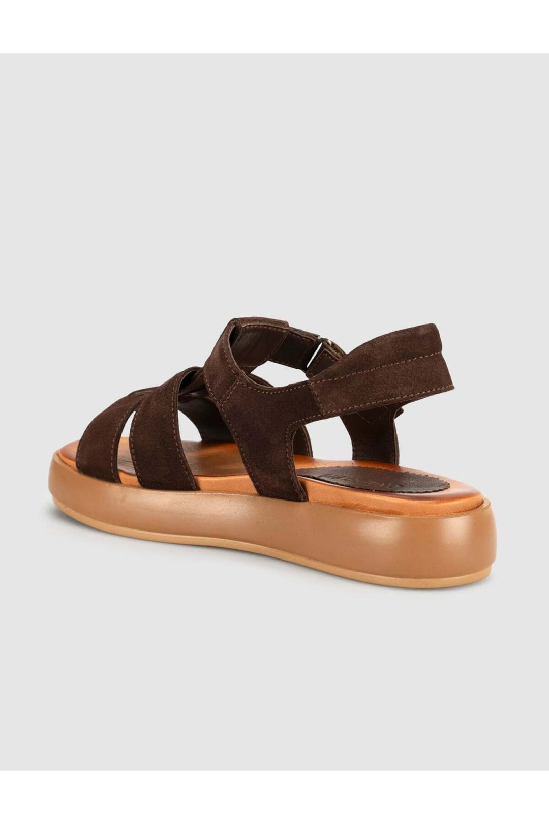 Cabani Shoes Sandales gladiateurs à semelle plateforme en cuir véritable pour femmes marron - Marron