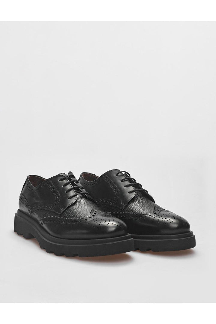 Cabani Shoes Chaussures de ville pour hommes en cuir véritable noires à lacets - Noir
