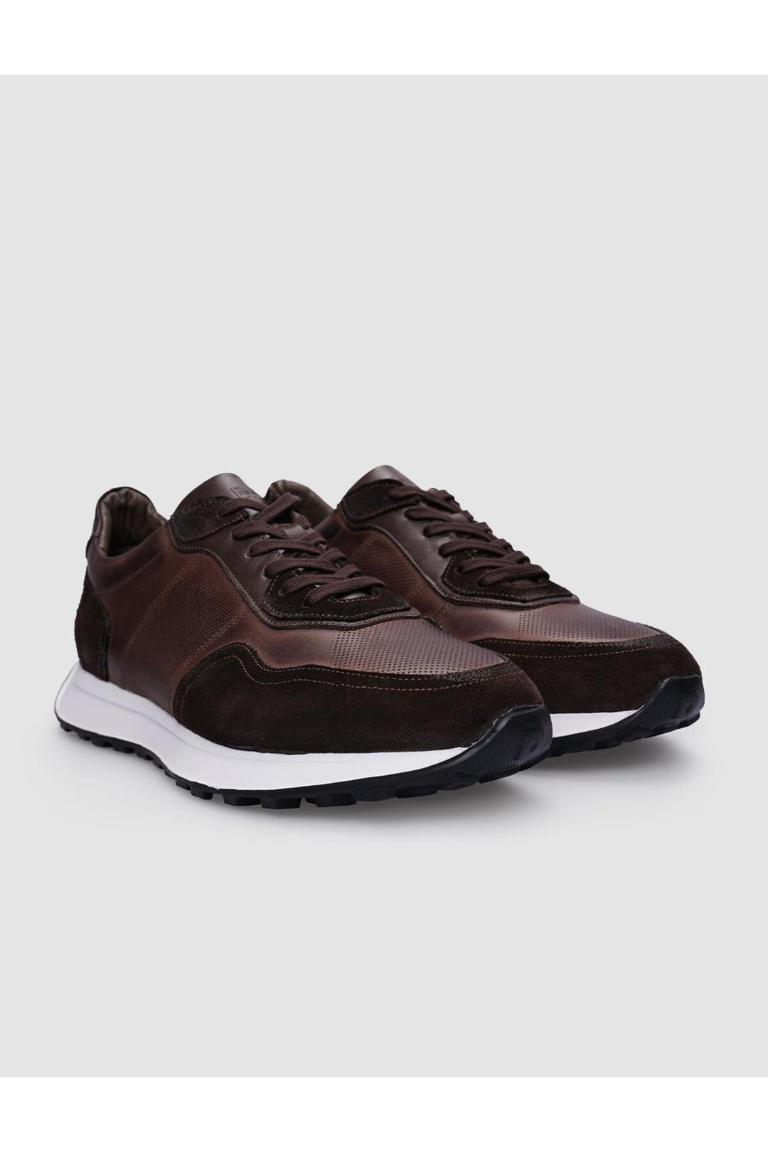 Cabani Shoes %100 Cuir véritable Baskets pour hommes à lacets marron - Marron