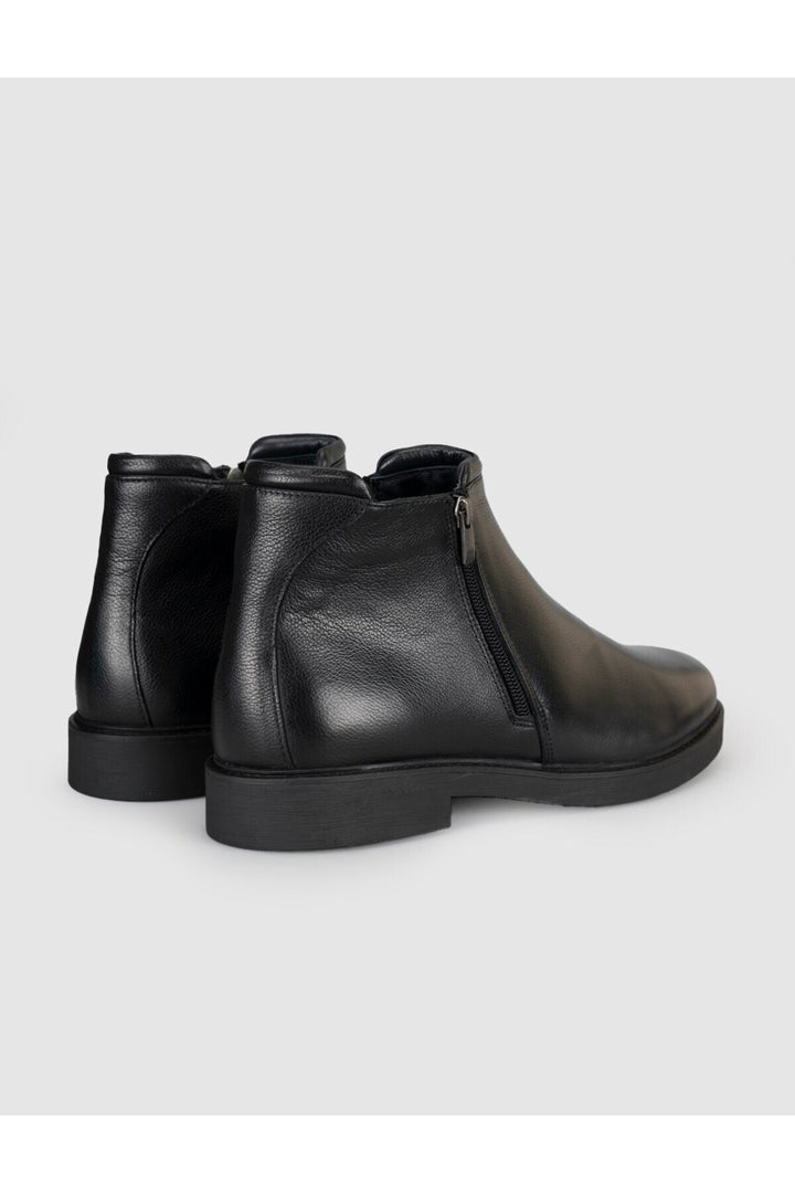 Cabani Shoes Bottines pour hommes en cuir véritable avec fourrure noire et fermeture éclair - Multicolore