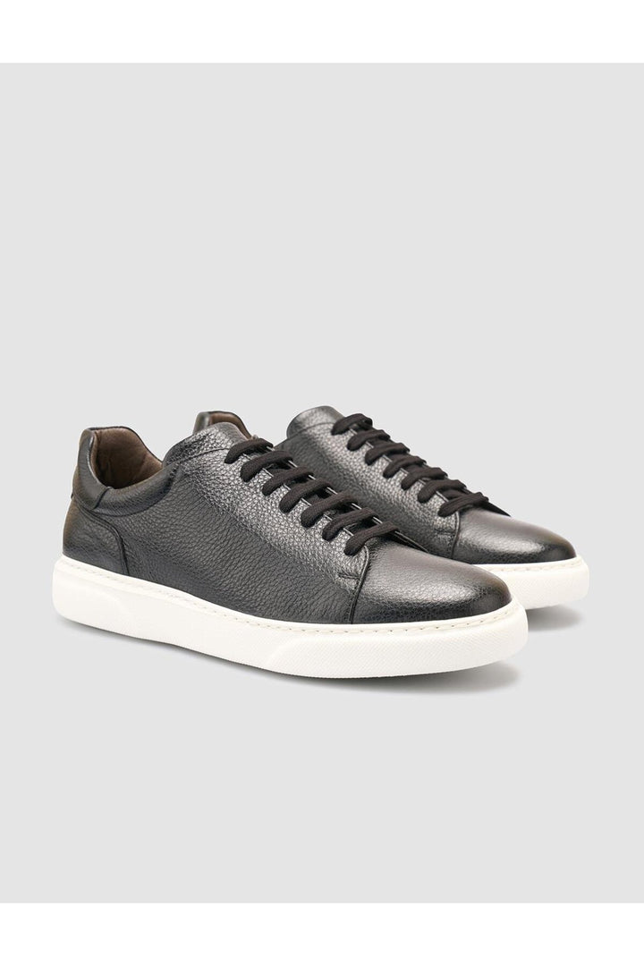 Cabani Shoes %100 Cuir véritable Baskets noires pour hommes - Noir
