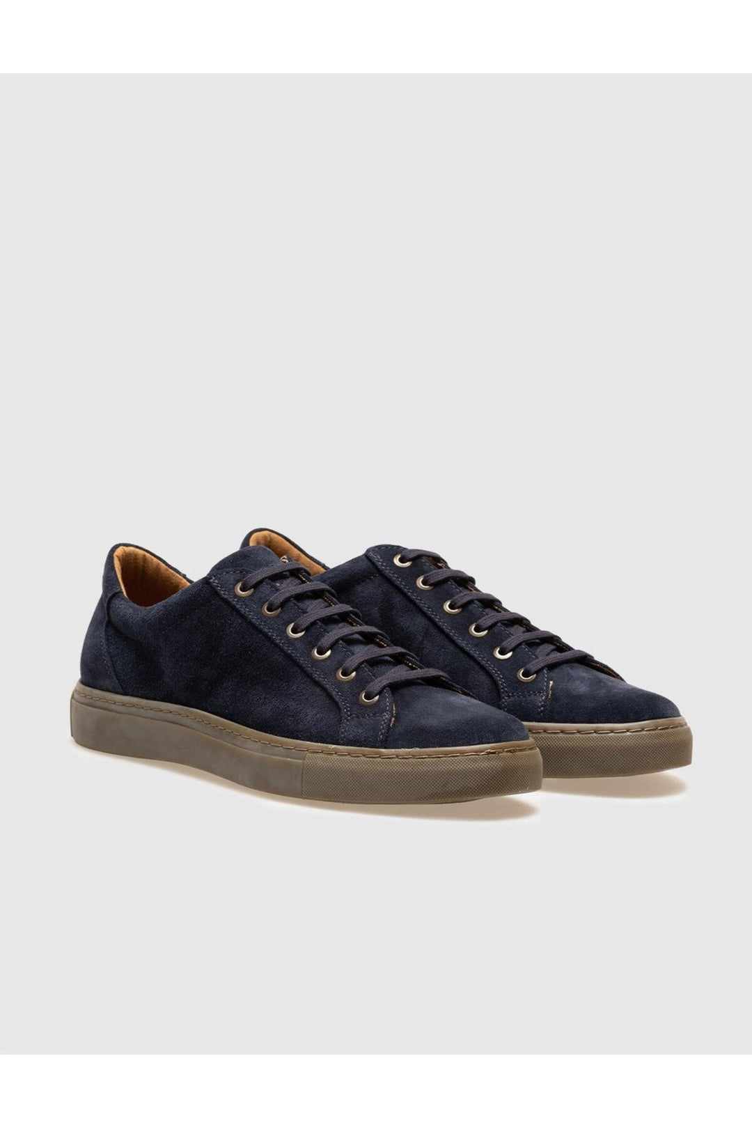 Cabani Shoes Chaussures de sport pour hommes en cuir véritable en suède bleu marine à lacets. - Bleu marine
