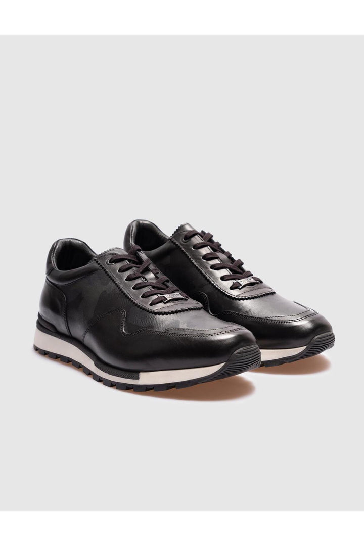 Cabani Shoes Chaussures de sport pour hommes en cuir véritable kaki à lacets - Multicolore