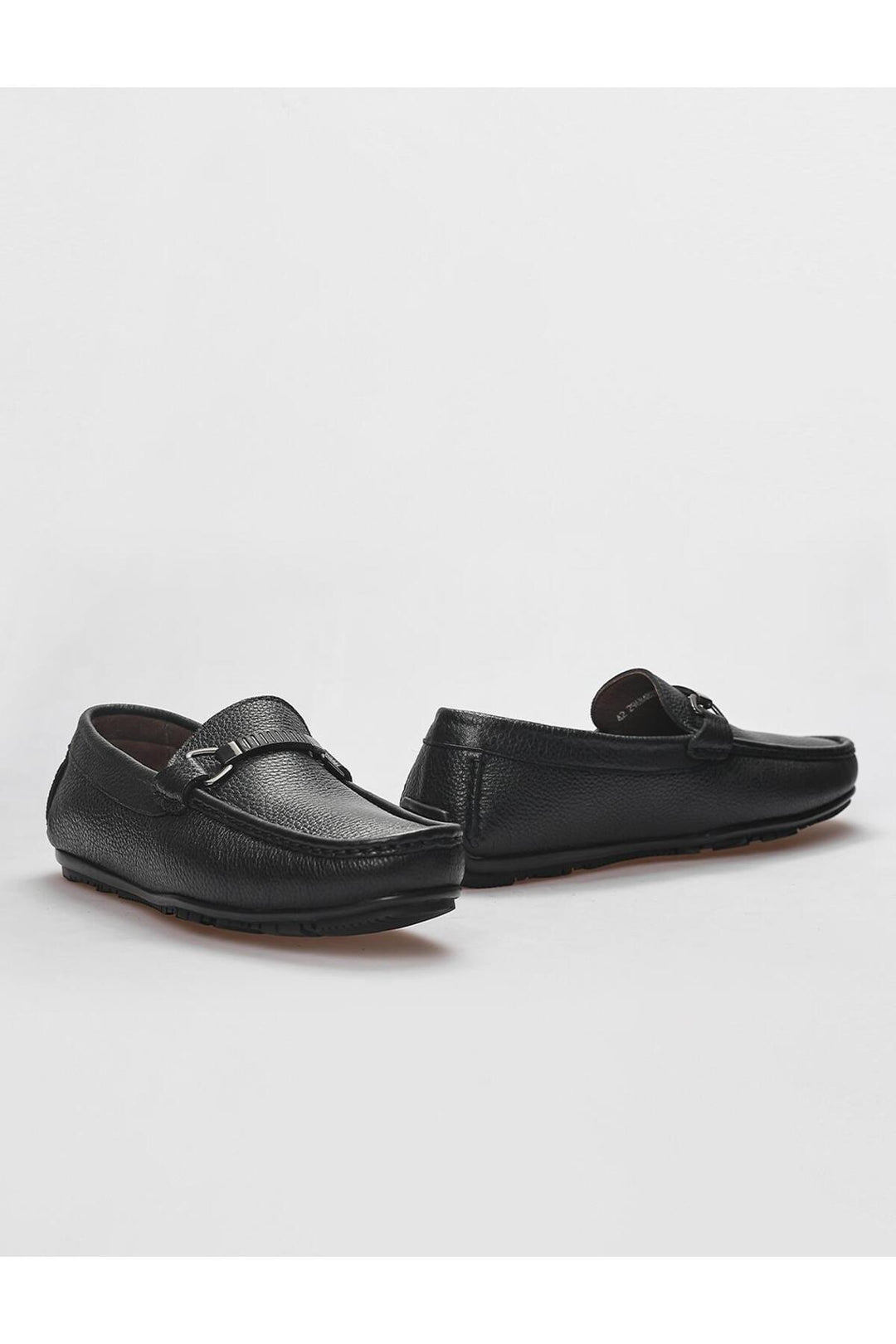Cabani Shoes Mocassins pour hommes en cuir véritable avec détail de boucle noire - Noir