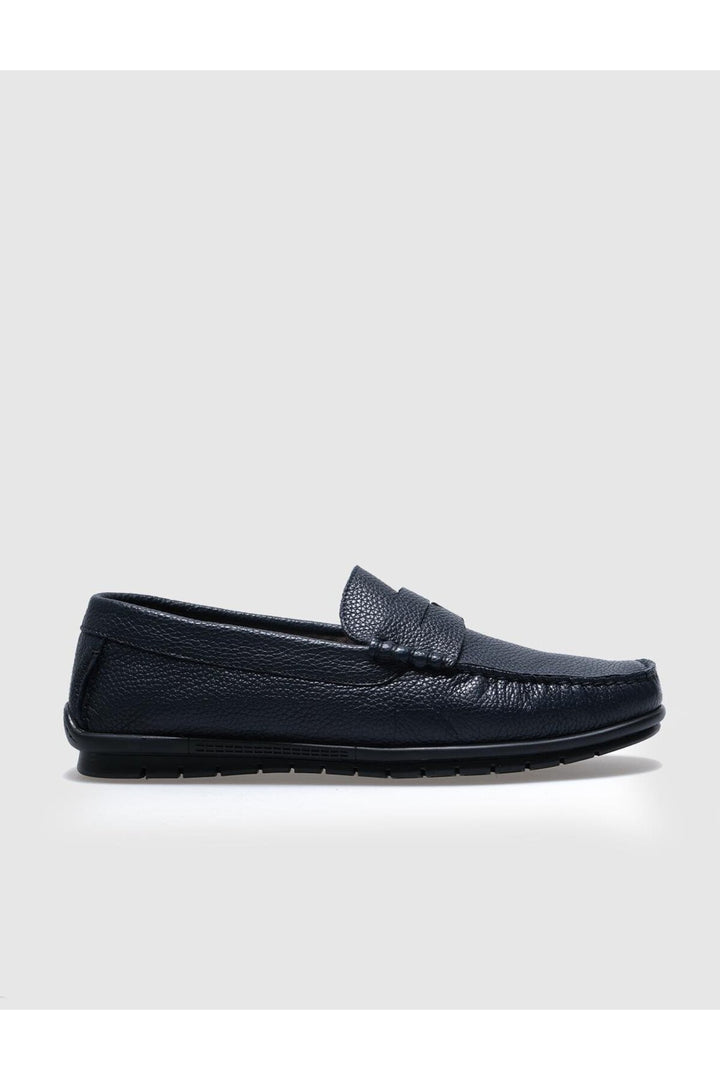 Cabani Shoes Chaussures de ville pour hommes en cuir véritable avec ceinture bleu marine. - Bleu marine