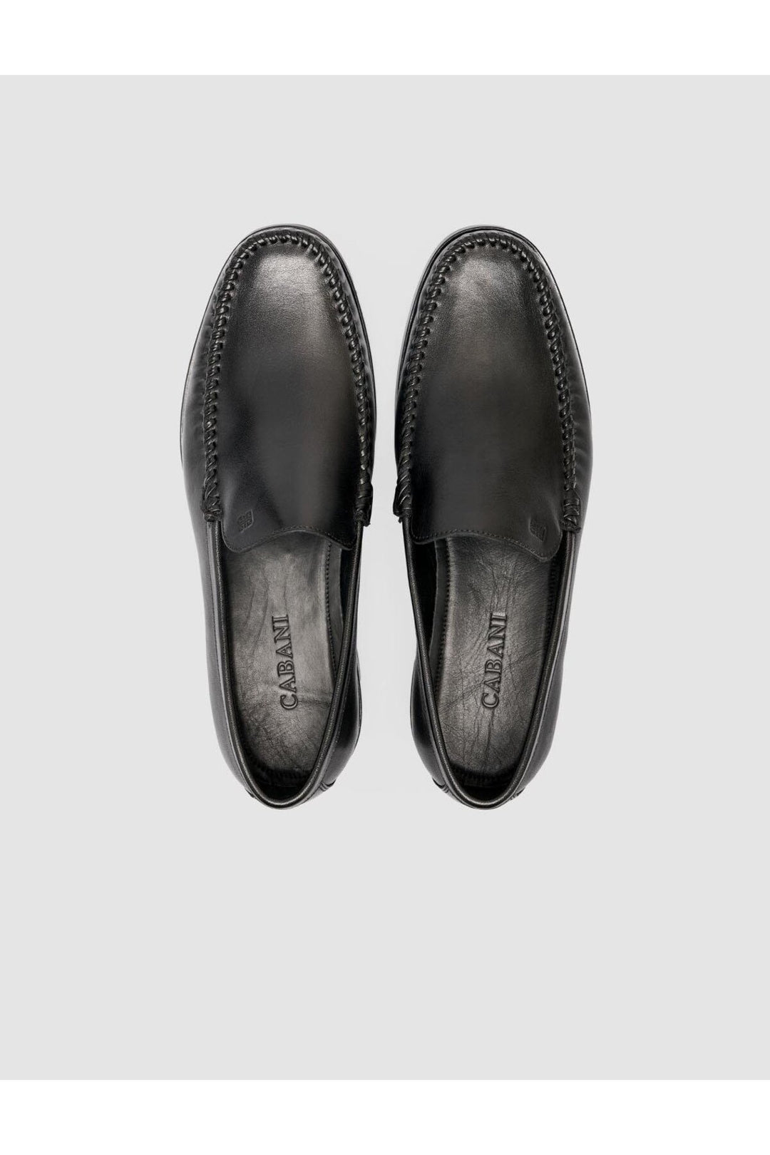 Cabani Shoes %100 Cuir véritable Chaussures classiques pour hommes noires à coutures - Noir