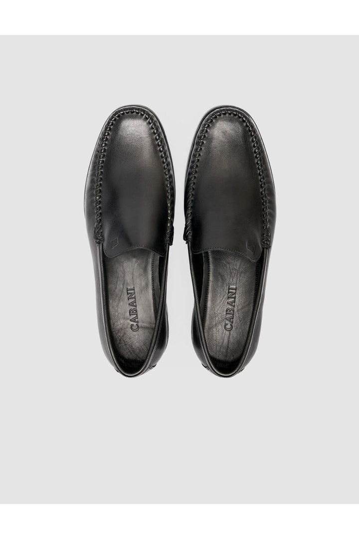 Cabani Shoes %100 Cuir véritable Chaussures classiques pour hommes noires à coutures - Noir