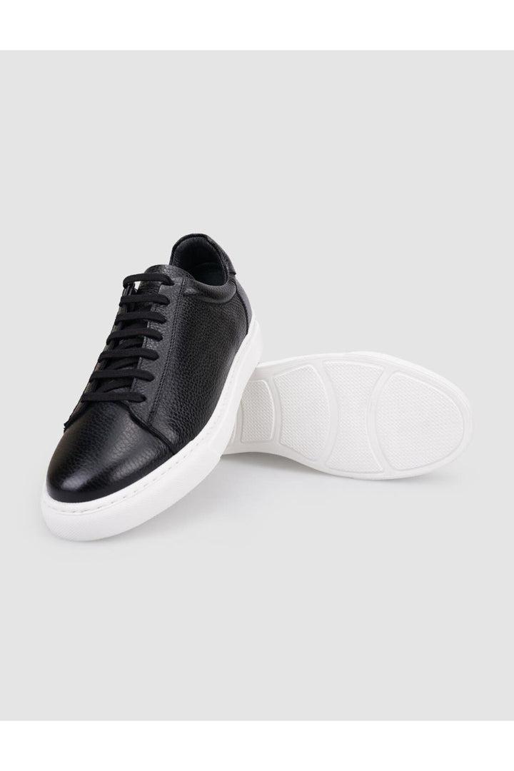 Cabani Shoes Chaussures de sport pour hommes en cuir véritable noir à lacets 100% - Noir