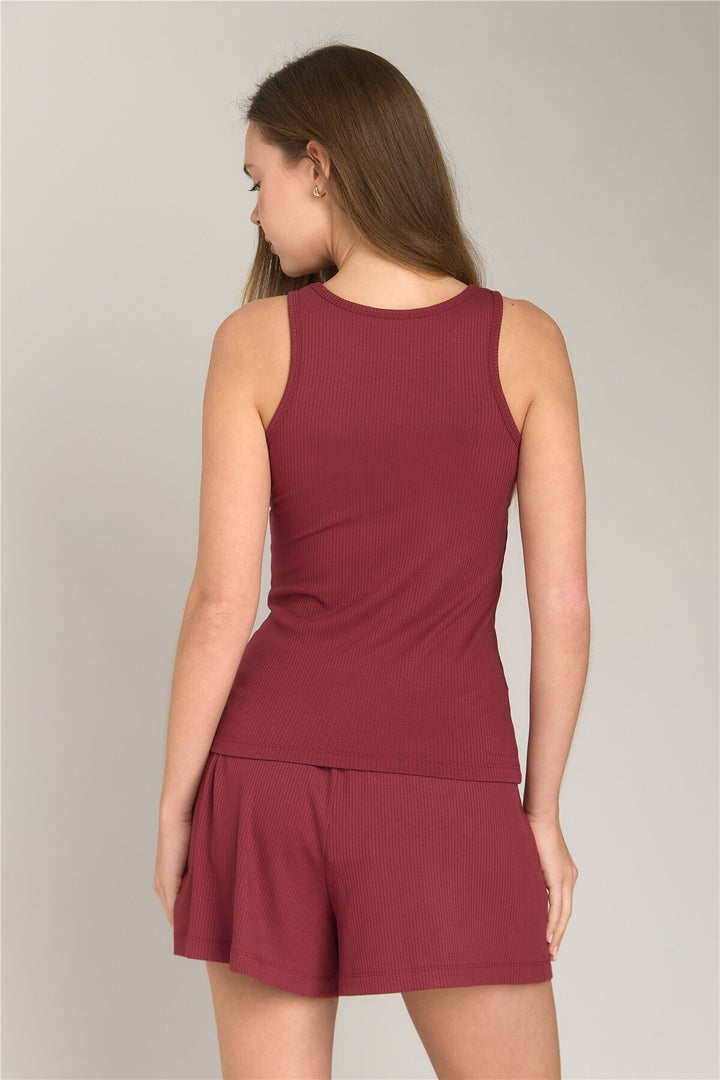 Lovely Things Haut de pyjama caraco singlet CAROL - Bordeaux