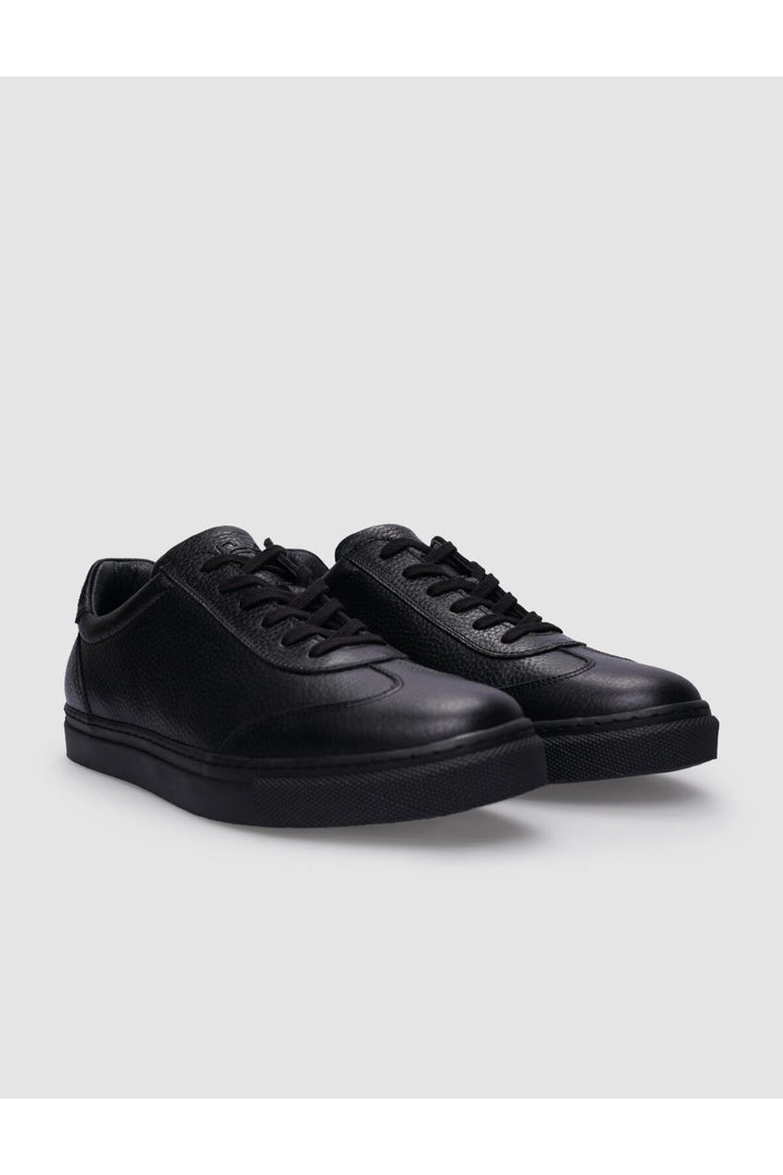 Cabani Shoes %100 Cuir véritable Baskets pour hommes noires à lacets - Noir