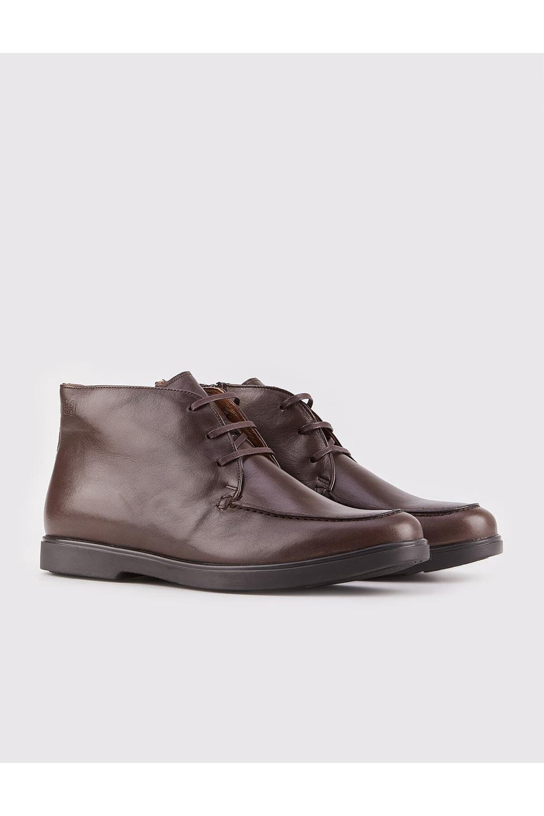 Cabani Shoes Bottines décontractées pour hommes en cuir véritable marron avec fermeture éclair - Multicolore