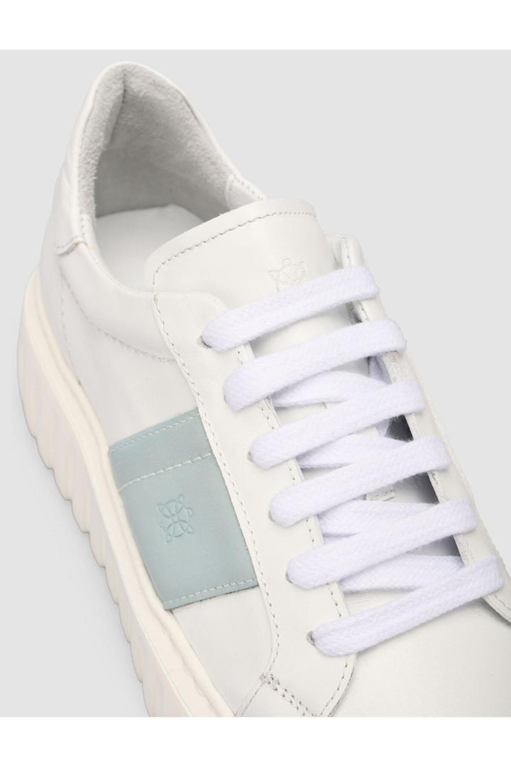 Cabani Shoes MonaMae 100% Cuir Véritable Blanc - Blanc / Bleu