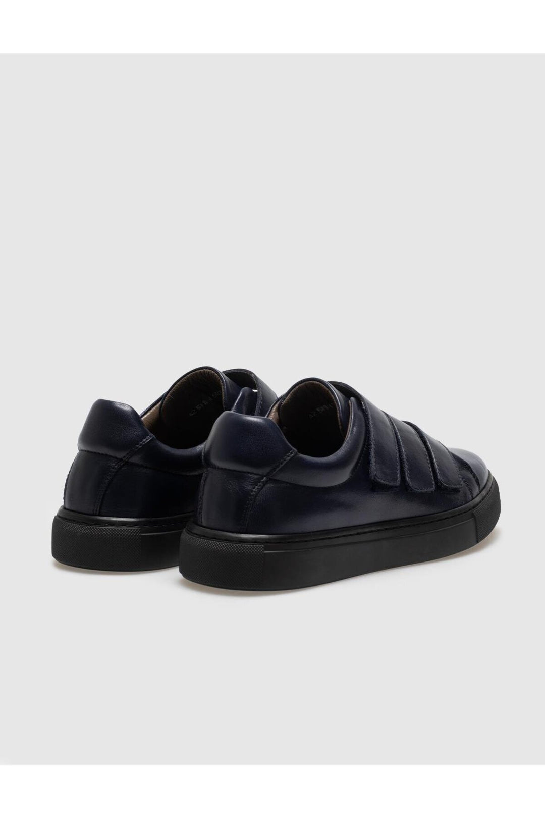 Cabani Shoes Chaussures de sport pour hommes en cuir véritable bleu marine à fermeture velcro. - Bleu marine