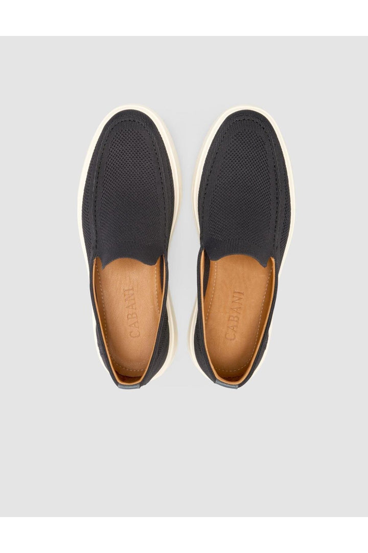 Cabani Shoes Chaussures de ville pour hommes sans lacets en tricot noires - Noir
