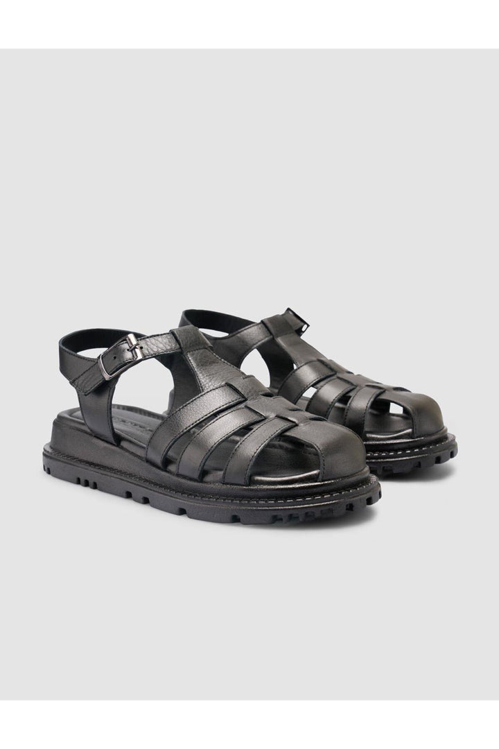 Cabani Shoes %100 Cuir véritable Sandales noires pour femmes - Multicolore