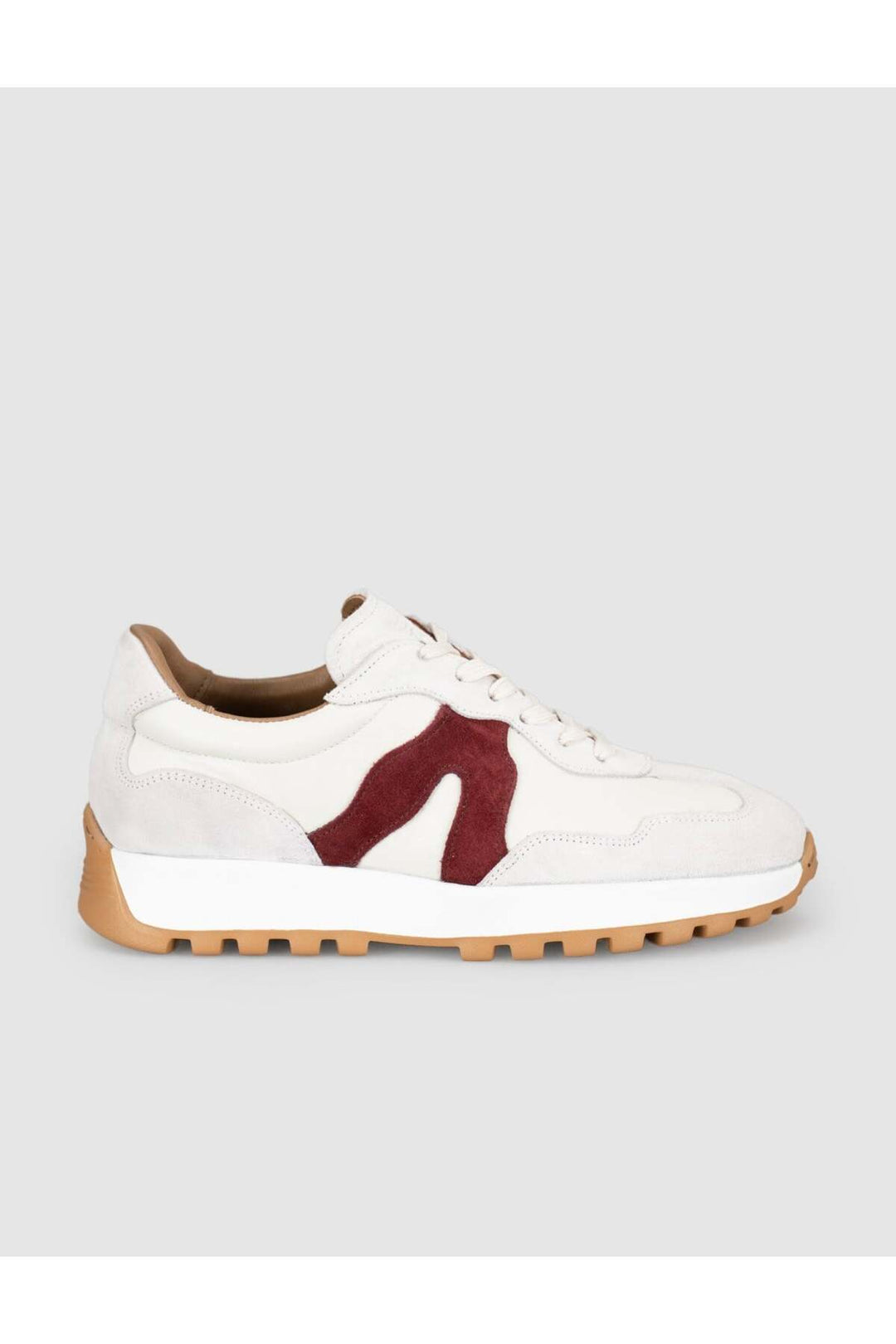 Cabani Shoes Baskets femme en cuir véritable blanc avec détails bordeaux - Blanc
