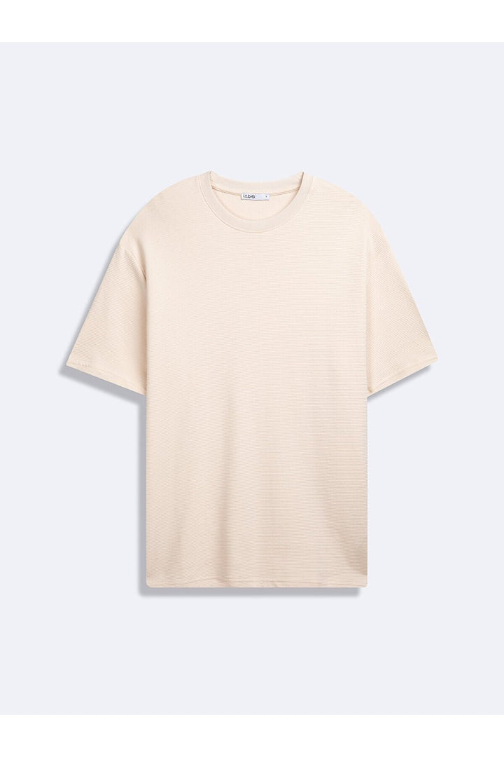 LTB T-shirt crème pressé à col zéro et manches courtes